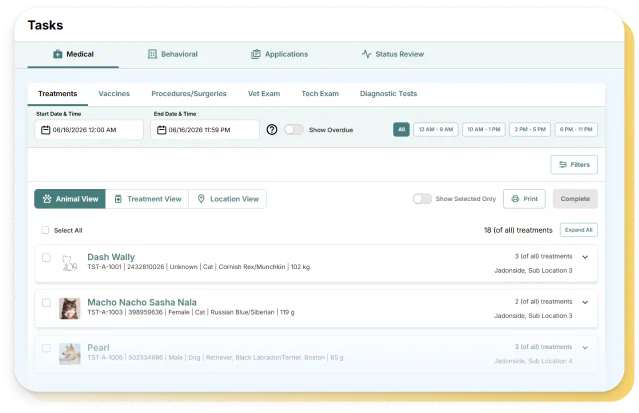Shelterluv's task list grouped by due date